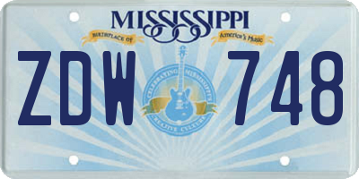 MS license plate ZDW748