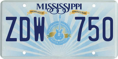 MS license plate ZDW750