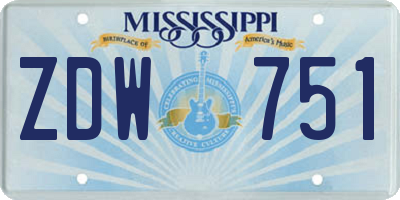 MS license plate ZDW751