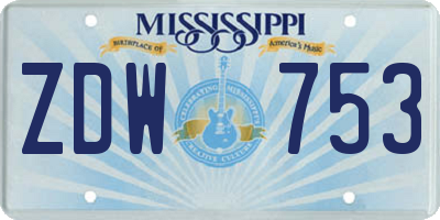 MS license plate ZDW753