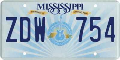 MS license plate ZDW754