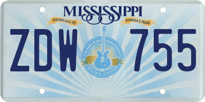 MS license plate ZDW755