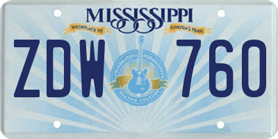 MS license plate ZDW760
