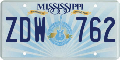 MS license plate ZDW762