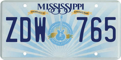 MS license plate ZDW765