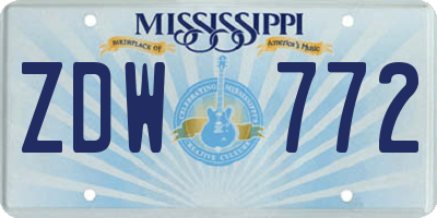 MS license plate ZDW772