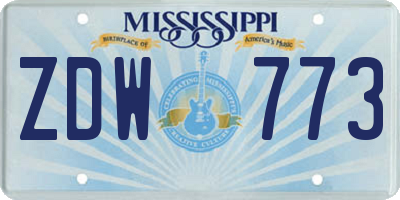MS license plate ZDW773