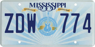 MS license plate ZDW774