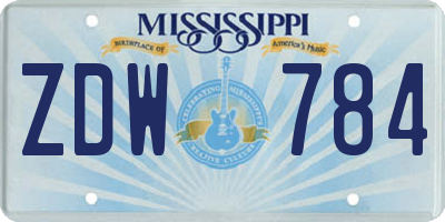 MS license plate ZDW784
