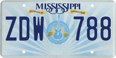 MS license plate ZDW788