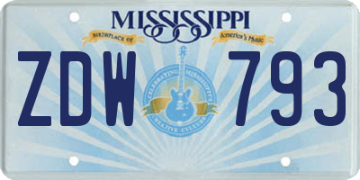MS license plate ZDW793