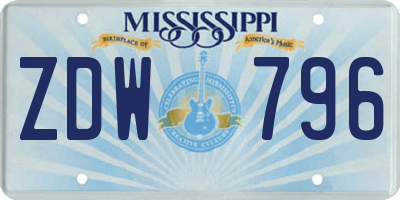 MS license plate ZDW796