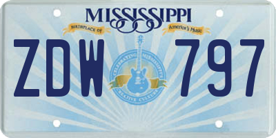 MS license plate ZDW797