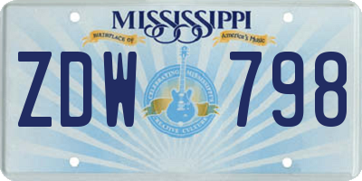 MS license plate ZDW798