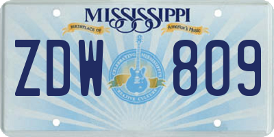 MS license plate ZDW809
