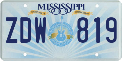 MS license plate ZDW819