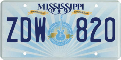 MS license plate ZDW820