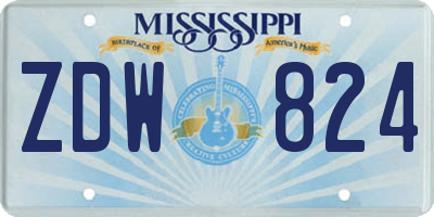 MS license plate ZDW824