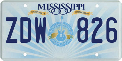 MS license plate ZDW826