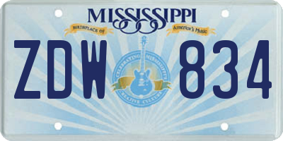 MS license plate ZDW834