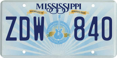 MS license plate ZDW840