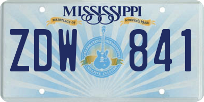 MS license plate ZDW841