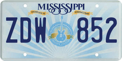 MS license plate ZDW852