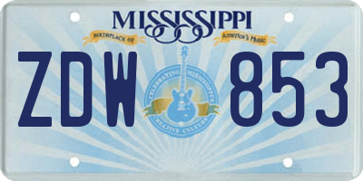 MS license plate ZDW853