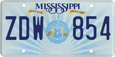 MS license plate ZDW854