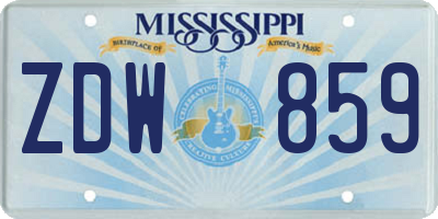 MS license plate ZDW859