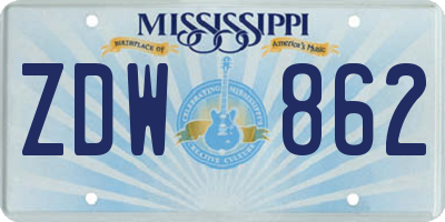 MS license plate ZDW862