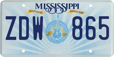 MS license plate ZDW865