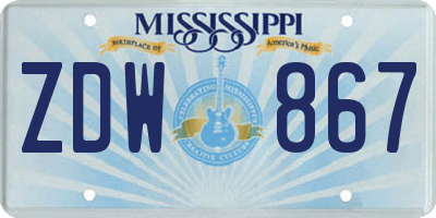 MS license plate ZDW867