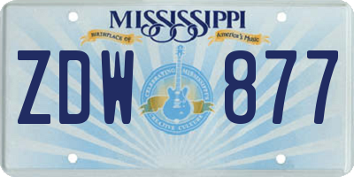MS license plate ZDW877