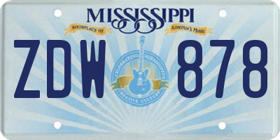 MS license plate ZDW878