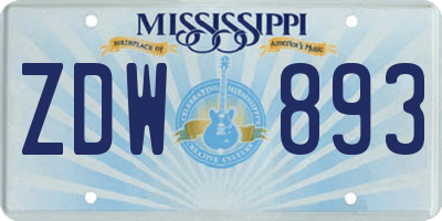 MS license plate ZDW893