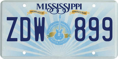 MS license plate ZDW899
