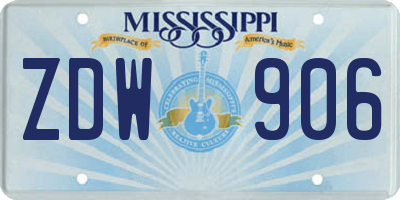 MS license plate ZDW906