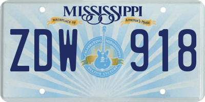 MS license plate ZDW918