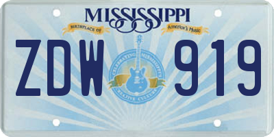 MS license plate ZDW919