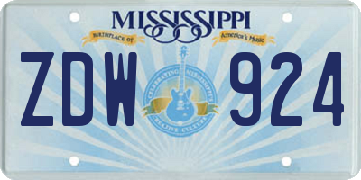 MS license plate ZDW924