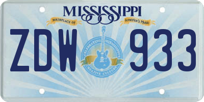 MS license plate ZDW933