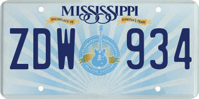 MS license plate ZDW934