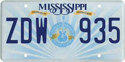 MS license plate ZDW935