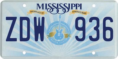 MS license plate ZDW936