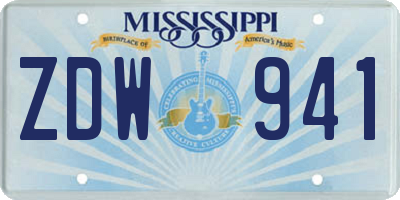 MS license plate ZDW941