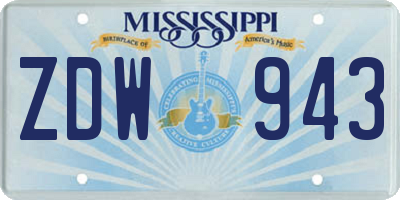 MS license plate ZDW943