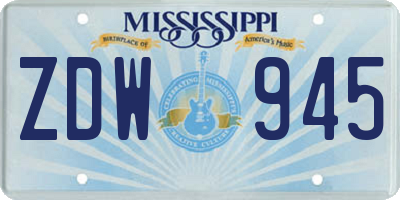 MS license plate ZDW945