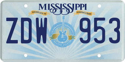 MS license plate ZDW953