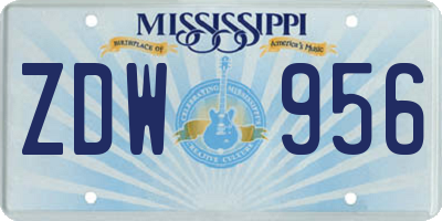 MS license plate ZDW956